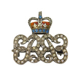 Sterling Silver King Edward VIII Paste & Enamel Brooch Pin Antique c1937