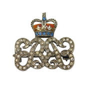 Sterling Silver King Edward VIII Paste & Enamel Brooch Pin Antique c1937