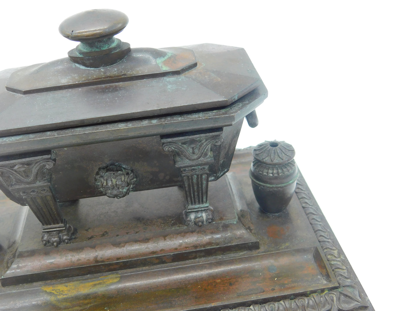 Regency Grand Tour Cast Bronze Sarcophagus Scipio Tomb Inkwell c1820 Georgian