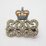 Sterling Silver King Edward VIII Paste & Enamel Brooch Pin Antique c1937