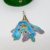 Alastair Norman Grant Sterling Silver & Enamel Sycamore Leaf Pendant Vintage