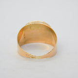 George III 9ct Rose Gold Red Silk Set Mourning Ring Antique c1820s