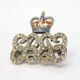 Sterling Silver King Edward VIII Paste & Enamel Brooch Pin Antique c1937