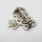 Sterling Silver King Edward VIII Paste & Enamel Brooch Pin Antique c1937