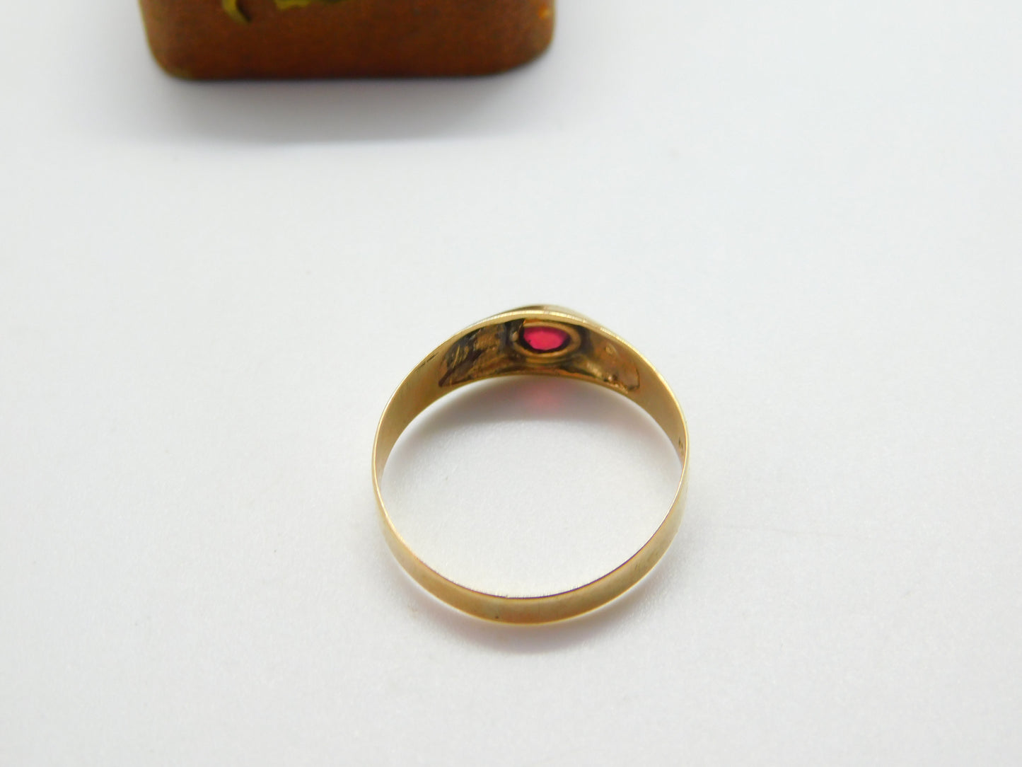 19th Century 8ct .333 Gold, Garnet & Seed Pearl Band Ring c1860 Antique Austrian