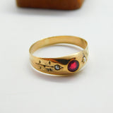 19th Century 8ct .333 Gold, Garnet & Seed Pearl Band Ring c1860 Antique Austrian