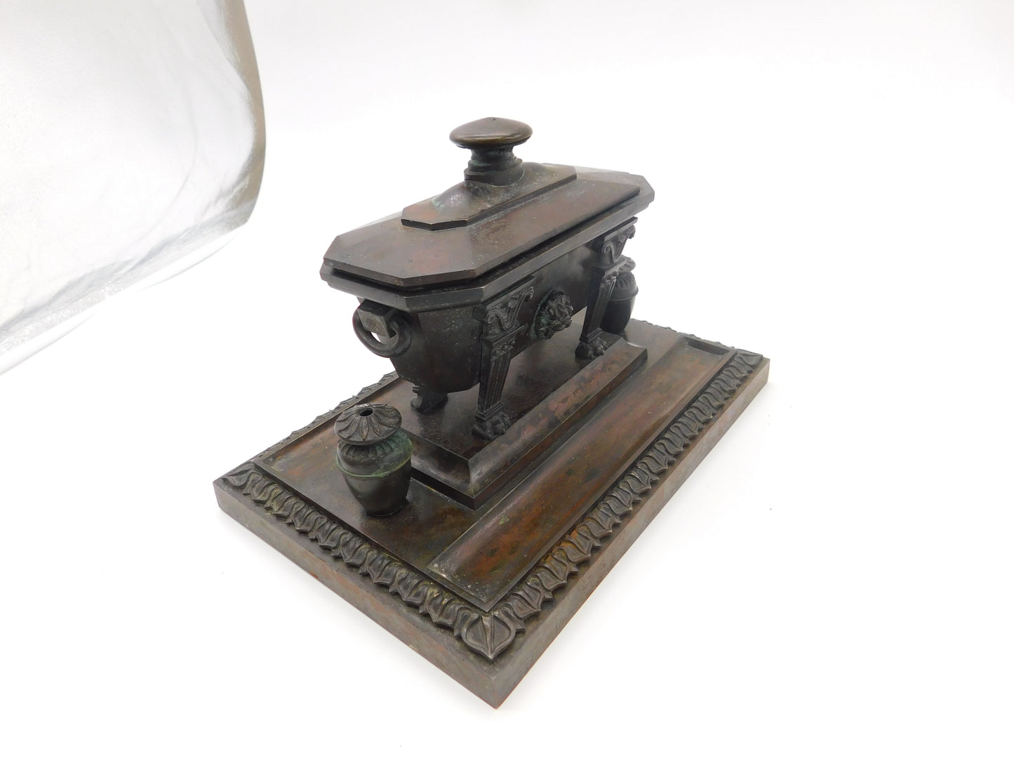 Regency Grand Tour Cast Bronze Sarcophagus Scipio Tomb Inkwell c1820 Georgian