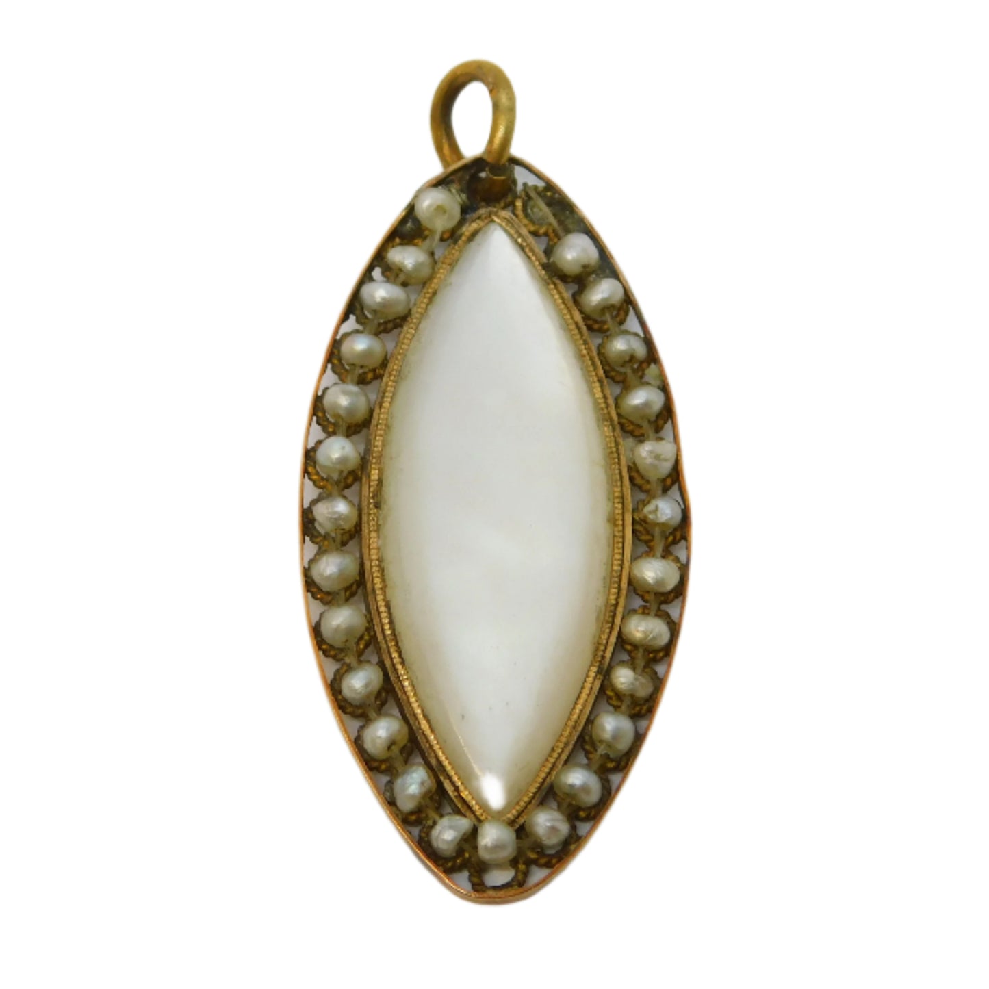 George III 18ct Gold, Strung Pearl & Mother of Pearl Pendant Antique c1790