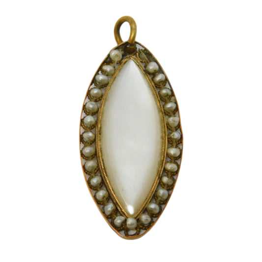 George III 18ct Gold, Strung Pearl & Mother of Pearl Pendant Antique c1790