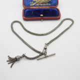 Victorian Sterling Silver Albertina Watch Chain with Tassel Antique c1880