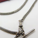 Victorian Sterling Silver Albertina Watch Chain with Tassel Antique c1880