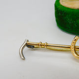 Edwardian 9ct Gold & Silver Ended Hunting Crop Stock Pin Brooch Antique c1910