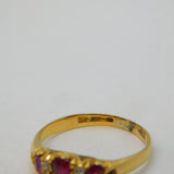 Victorian 18ct Yellow Gold, Ruby & Diamond Floral Dress Ring Antique c1890s