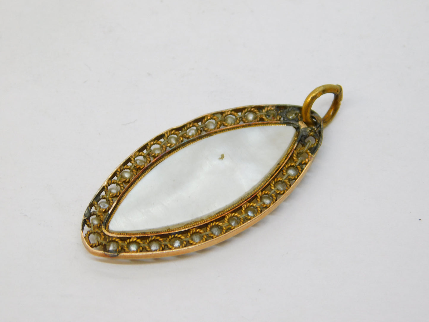 George III 18ct Gold, Strung Pearl & Mother of Pearl Pendant Antique c1790