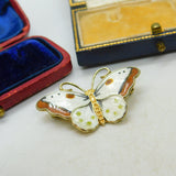 Norwegian Guilloche Enamel Sterling Silver Butterfly by Hroar Prydz Vintage 1950