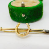Edwardian 9ct Gold & Silver Ended Hunting Crop Stock Pin Brooch Antique c1910