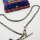 Victorian Sterling Silver Albertina Watch Chain with Tassel Antique c1880
