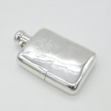 Large Victorian Sterling Silver Hip Flask with Stirrup Cup 1876 Birmingham