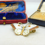 Norwegian Guilloche Enamel Sterling Silver Butterfly by Hroar Prydz Vintage 1950