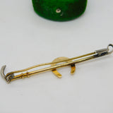 Edwardian 9ct Gold & Silver Ended Hunting Crop Stock Pin Brooch Antique c1910