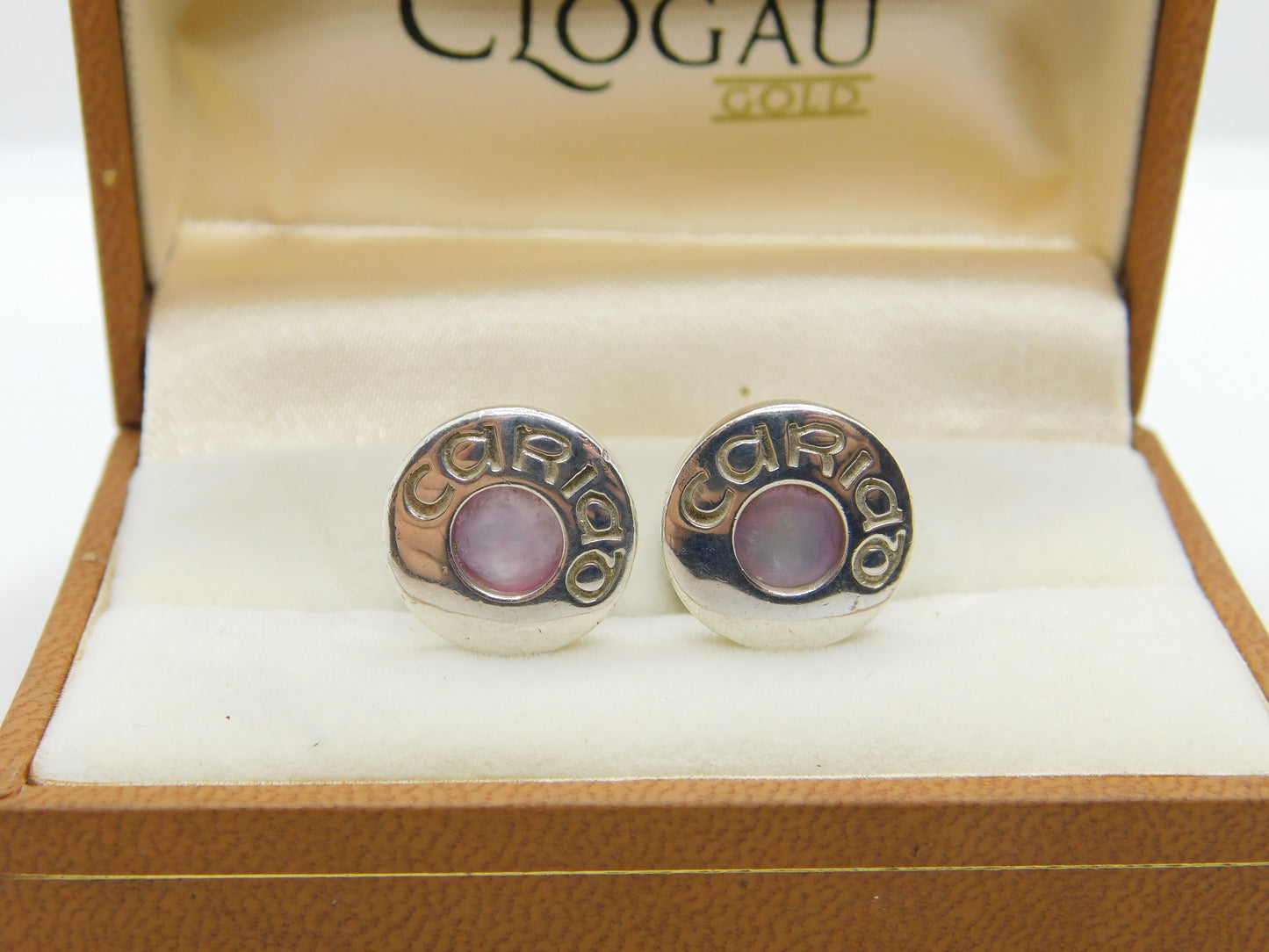 Welsh Clogau Sterling Silver, Enamel & Gold 'Cariad' Cufflinks Vintage c2000