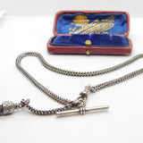 Victorian Sterling Silver Albertina Watch Chain with Tassel Antique c1880
