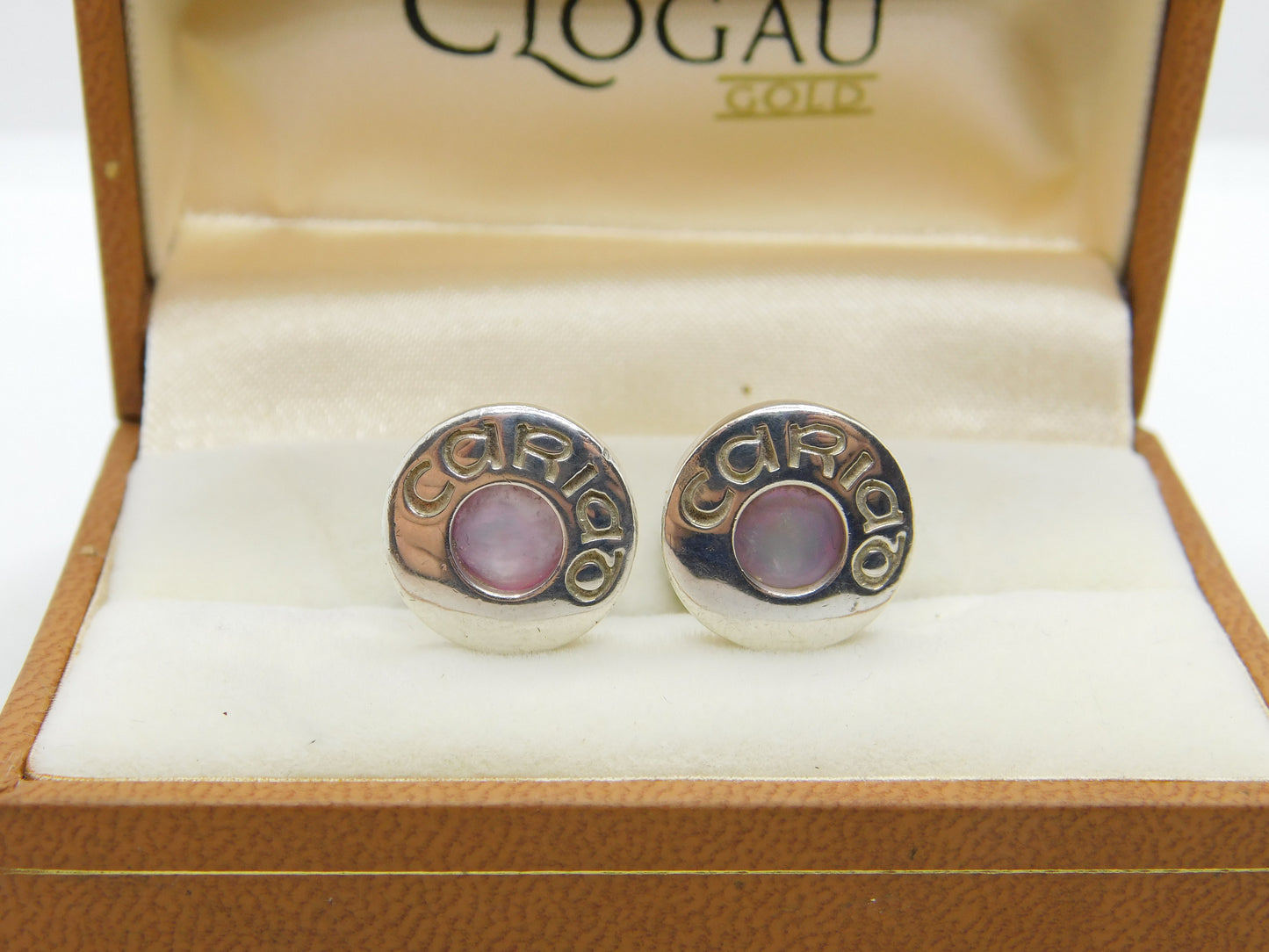 Welsh Clogau Sterling Silver, Enamel & Gold 'Cariad' Cufflinks Vintage c2000