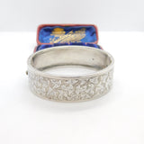 Victorian Aesthetic Sterling Silver Leaf Pattern Cuff Bangle Antique c1880