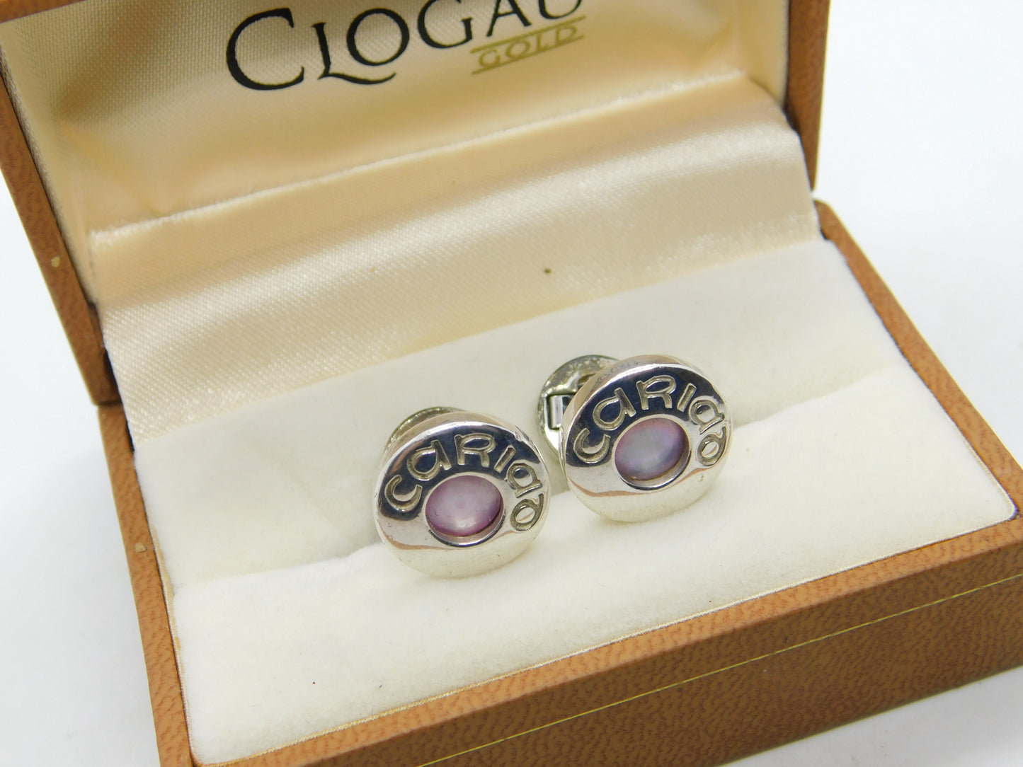 Welsh Clogau Sterling Silver, Enamel & Gold 'Cariad' Cufflinks Vintage c2000