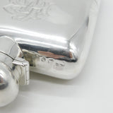Large Victorian Sterling Silver Hip Flask with Stirrup Cup 1876 Birmingham