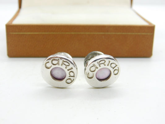 Welsh Clogau Sterling Silver, Enamel & Gold 'Cariad' Cufflinks Vintage c2000