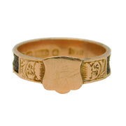 Victorian 9ct Rose Gold Hairwork Mourning Ring Antique 1900 Birmingham