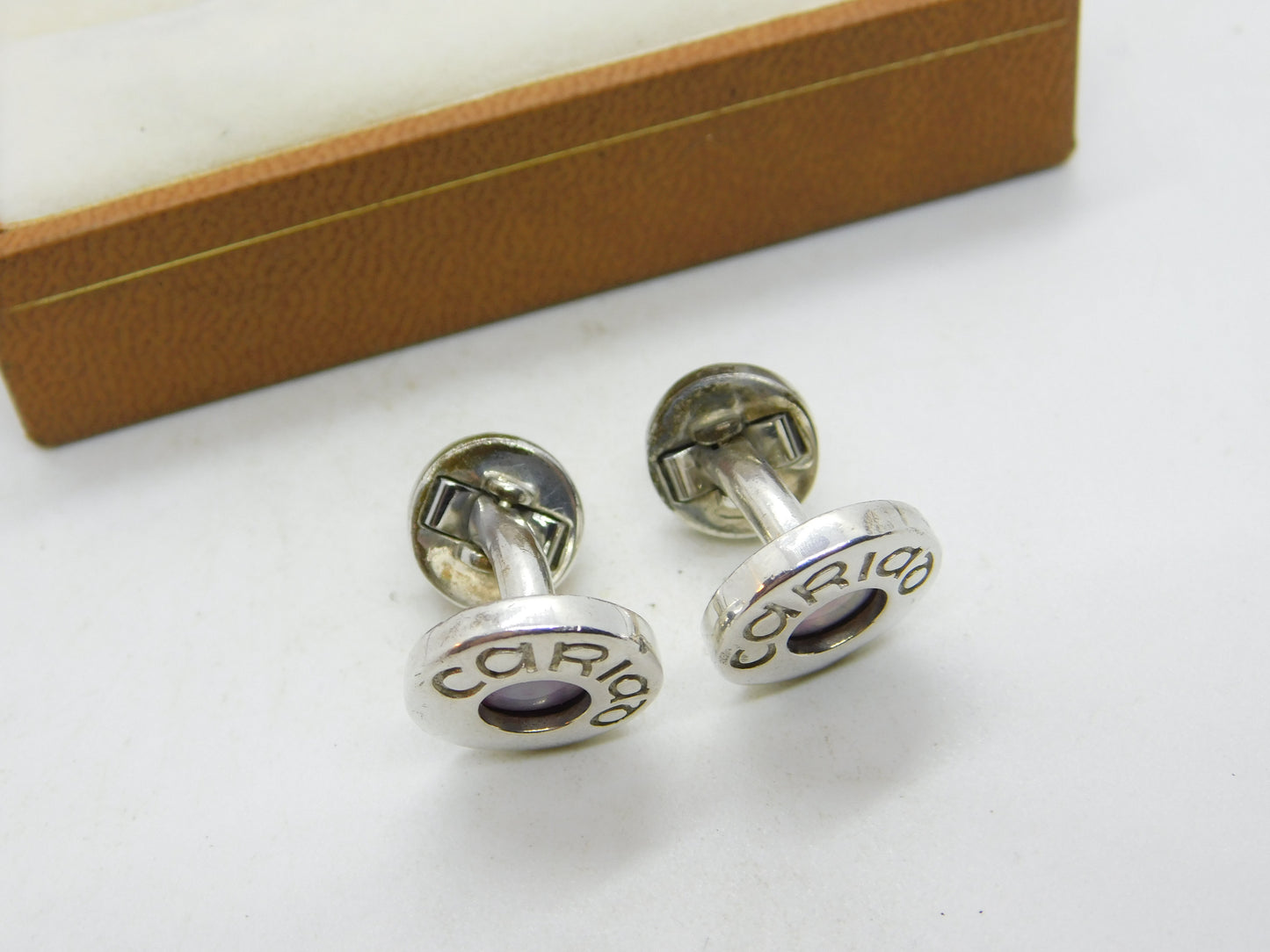 Welsh Clogau Sterling Silver, Enamel & Gold 'Cariad' Cufflinks Vintage c2000