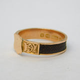 Victorian 9ct Rose Gold Hairwork Mourning Ring Antique 1900 Birmingham