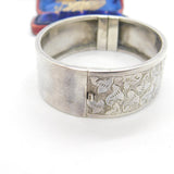 Victorian Aesthetic Sterling Silver Leaf Pattern Cuff Bangle Antique c1880