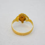 Victorian 18ct Yellow Gold, Ruby & Pearl Set Floral Dress Ring Antique c1860