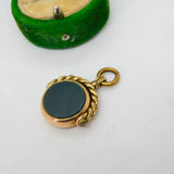 Victorian 9ct Gold & Rolled Gold Bloodstone & Carnelian Spinner Fob Antique c1880
