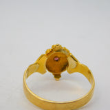 Victorian 18ct Yellow Gold, Ruby & Pearl Set Floral Dress Ring Antique c1860