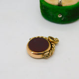 Victorian 9ct Gold & Rolled Gold Bloodstone & Carnelian Spinner Fob Antique c1880