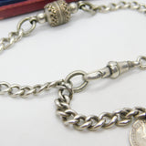 Victorian Sterling Silver Albert or Albertina Link Bracelet with Coin Fob c1890