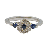 18ct White Gold, Diamond & Sapphire Engagement Ring Vintage Sheffield