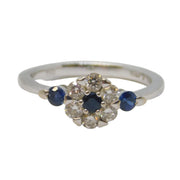 18ct White Gold, Diamond & Sapphire Engagement Ring Vintage Sheffield
