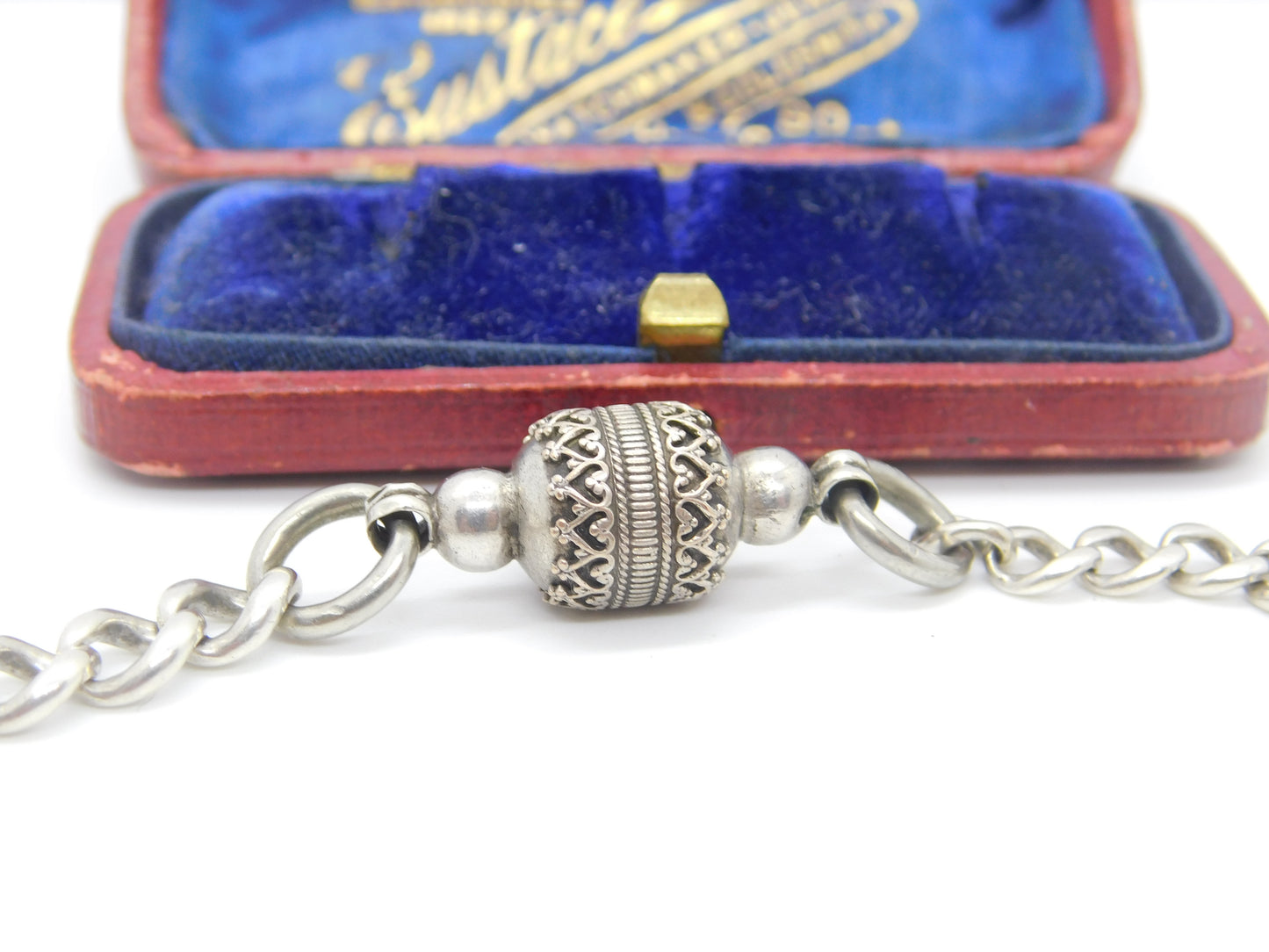 Victorian Sterling Silver Albert or Albertina Link Bracelet with Coin Fob c1890