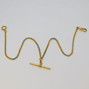 Victorian 18ct Yellow Gold & Platinum Curb Link Albert Watch Chain Antique c1890