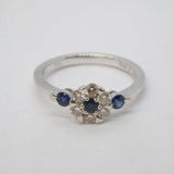 18ct White Gold, Diamond & Sapphire Engagement Ring Vintage Sheffield