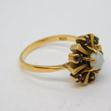 9ct Yellow Gold, Opal & Garnet Floral Statement Ring Vintage 1972 London