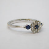 18ct White Gold, Diamond & Sapphire Engagement Ring Vintage Sheffield
