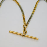 Victorian 18ct Yellow Gold & Platinum Curb Link Albert Watch Chain Antique c1890