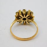 9ct Yellow Gold, Opal & Garnet Floral Statement Ring Vintage 1972 London