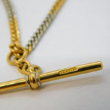 Victorian 18ct Yellow Gold & Platinum Curb Link Albert Watch Chain Antique c1890
